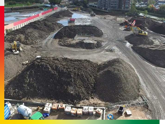 Arial view of a construction site